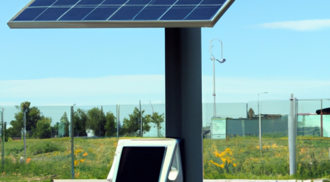 Car charging station powered by solar panels, photo