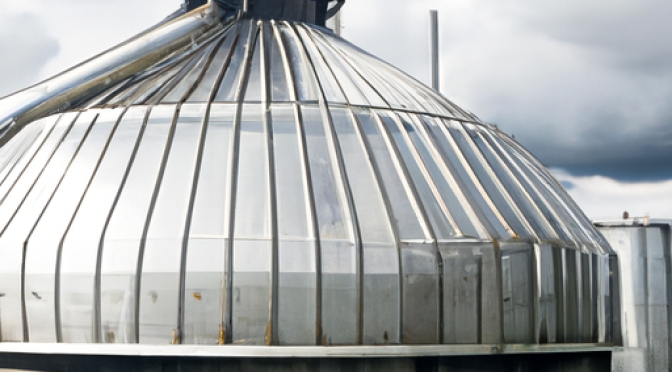 Photo of an anaerobic digester converting waste into biogas.