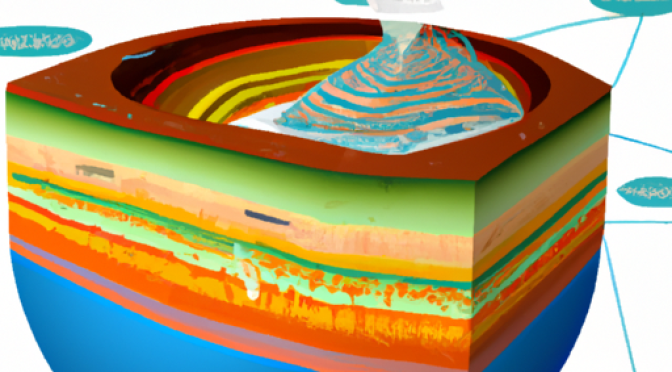 Cross-sectional diagram of the earth showing geothermal layers.