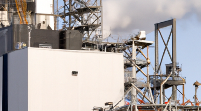 Photo of a biomass power plant in operation.