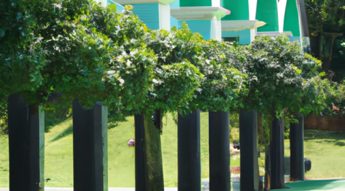 Public park with green wall and roof image