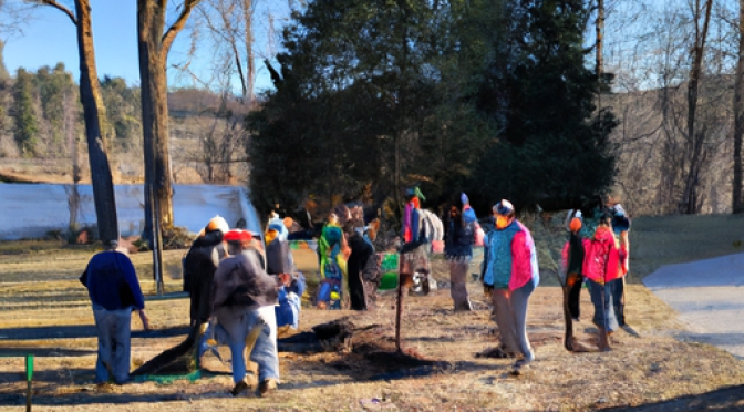 Community involvement in habitat restoration event photo