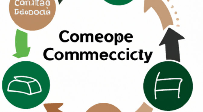 Circular economy diagram, compost in sustainability cycle illustration