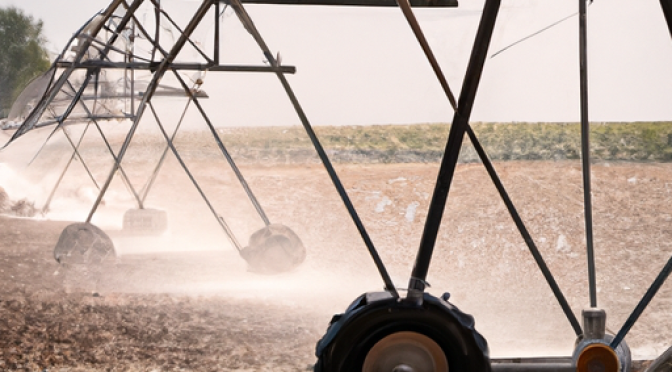Water management tech in fields, efficient irrigation visuals
