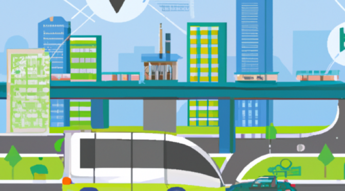 Smart city transportation system illustration