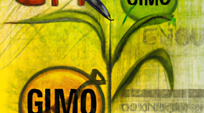 GMO patents, agronomy ethics, digital illustration, crop rights