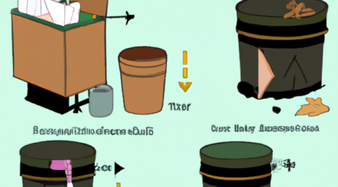 DIY compost bin tutorial, step-by-step illustration