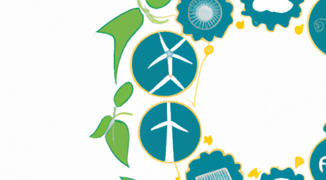 digital fancy illustration, powerful colours, Green technologies, sustainable innovations, contribution to bioeconomy.