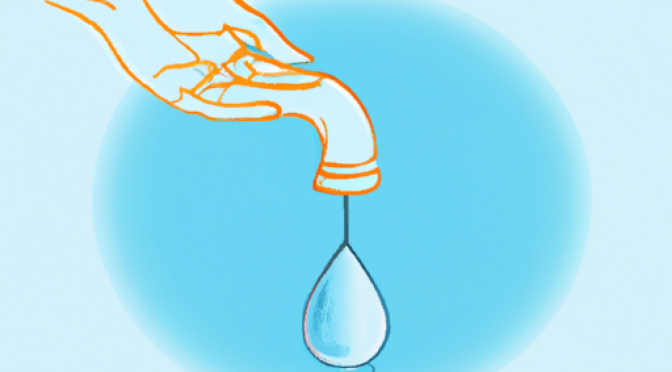 digital fancy illustration, powerful colours, Water consumption, water conservation techniques, sustainable use.
