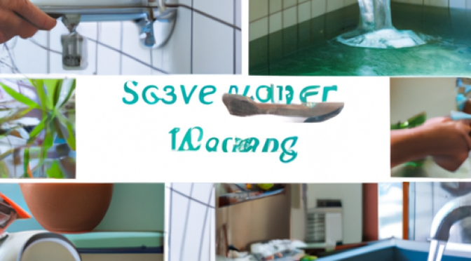Home water-saving techniques collage, household tips images
