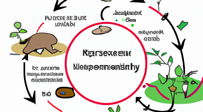 Ecosystem nutrient cycle diagram with invasive species effects