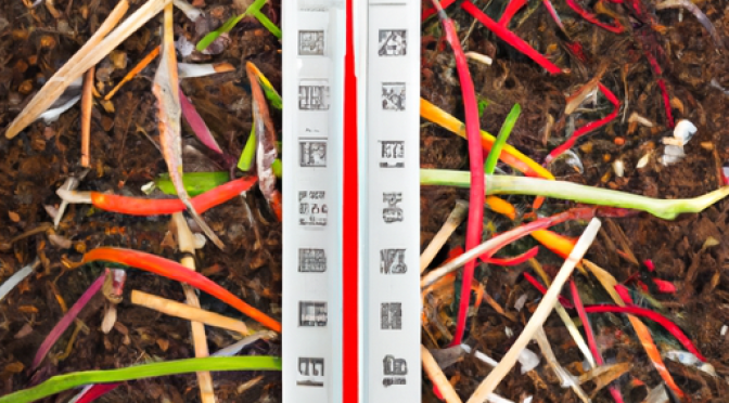 Temperature gauge in compost photo, ideal temperature chart