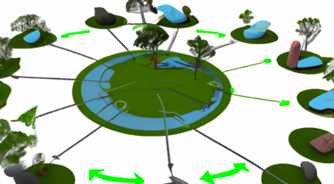 Ecosystem model screenshot, digital species protection illustration
