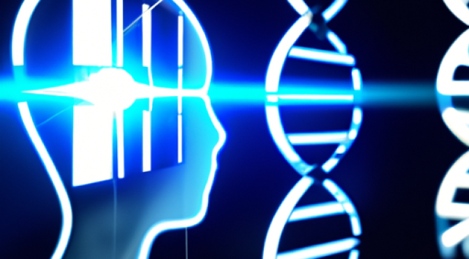 AI in genetic disease diagnosis, medical innovation, digital technology, realistic illustration