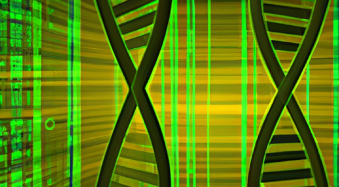 Integrating genetic data in environmental decision-making, modern technology, abstract digital illustration