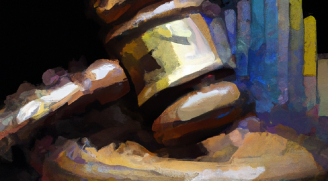 Political and legal challenges, self-sustaining economy, gavel, digital painting, abstract