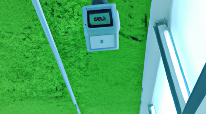 Indoor air quality meter in green roofed building photo
