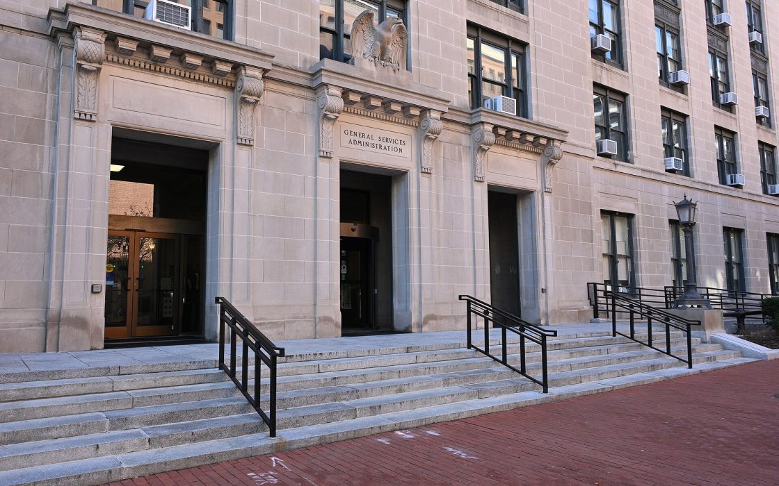 Stone steps leading to the entrance of the GSA Headquarters Building in Washington