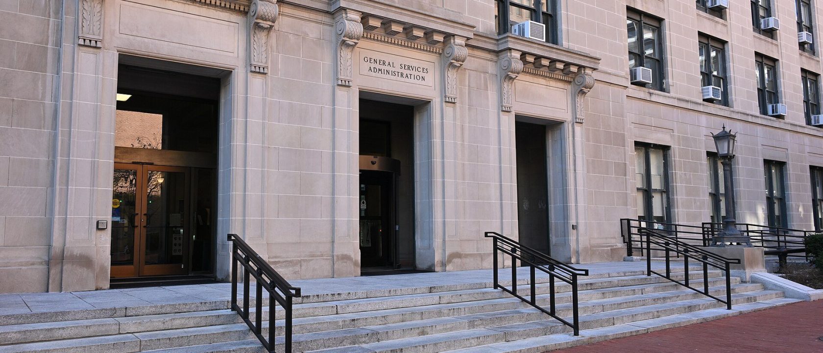 Stone steps leading to the entrance of the GSA Headquarters Building in Washington